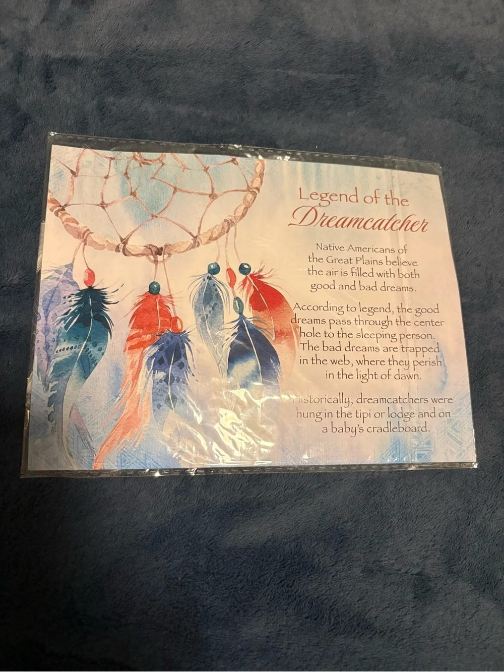 Dreamcatcher Wall Art Print in Blue, Red and Cream